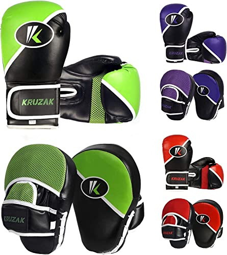 Kruzak Premium Boxing Gloves And Focus Mitts Set For Kickbox