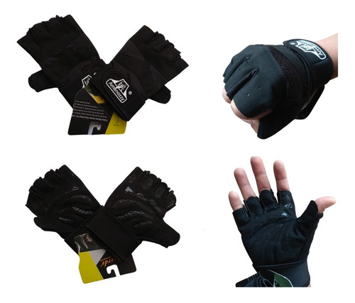 Imagen 2 de 10 de Guantes Deportivos De Entranamiento Black Gym Mitón Calidad