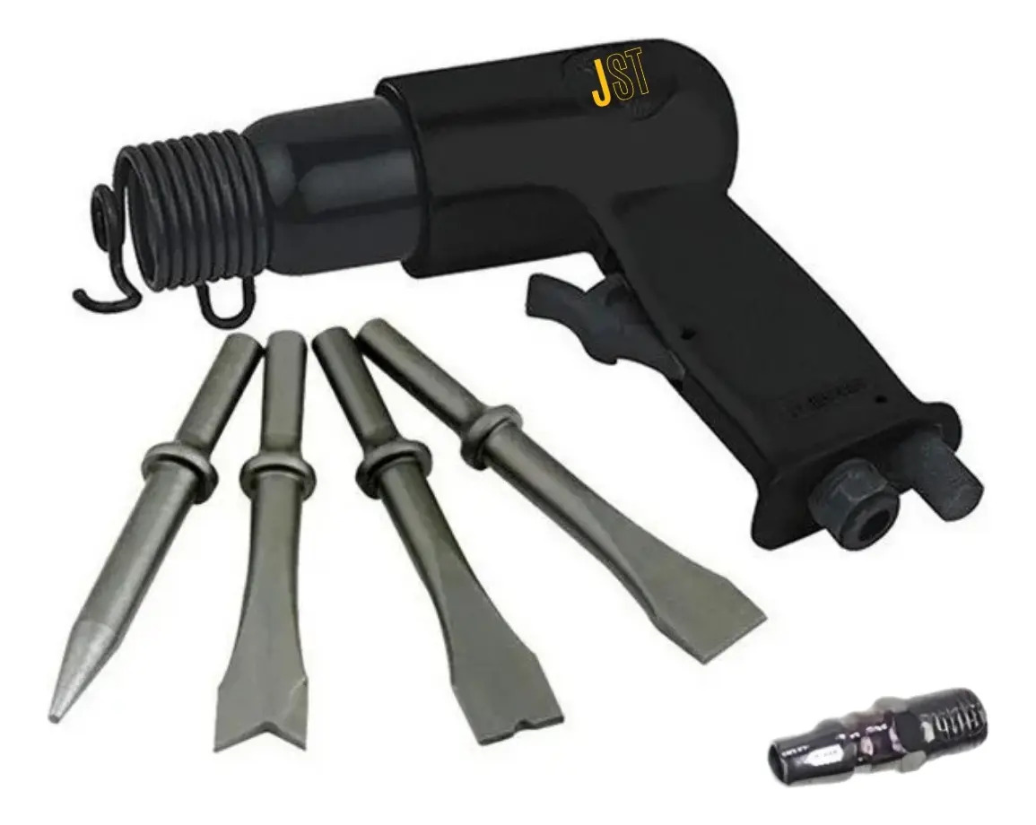 Martelete Pneumático Rebarbador Jmp150 Com 4 Ponteiras Jst Preto
