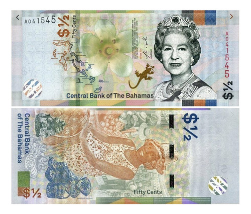 Grr-billete De Bahamas 1/2 Dollar 2019 - Reina Elizabeth I I