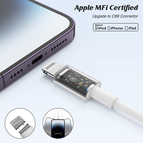 Cargador Rápido Para iPhone. Certificado Apple Mfi: Bloque D
