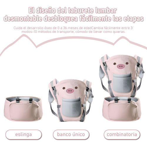 Hapemein® Cangurera Porta Bebes Cargador Ergonomico Posiciones 0-3años Rosa