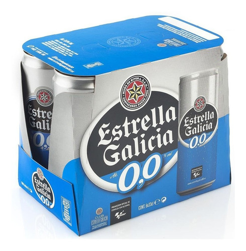 Cerveza Estrella De Galicia 0 Alcohol 330 Ml X 6 Latas