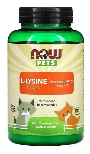 Now Pets L-Lisina para Gatos en Polvo 226.8g / L-Lysine for Cats Powder 226.8g
