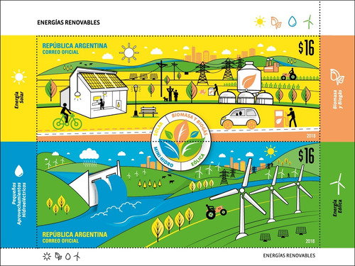 Lote3487 Argentina Hoja Block Energías Renovables 2018 Mint