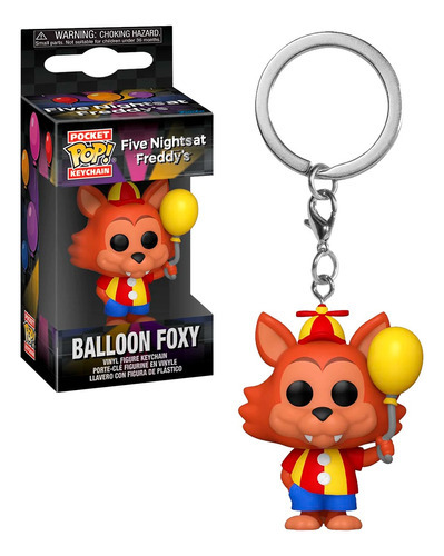 Chaveiro Funko Pop Foxy Balloon Five Nights At Freddys Color Foxy com balão/videogame de terror/chaveiro