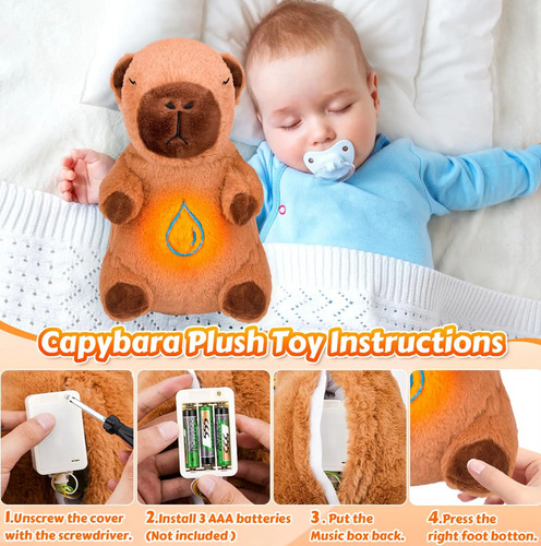 Koala De Peluche Respirante 27cm Con Luz Y Sonido Musica Gris