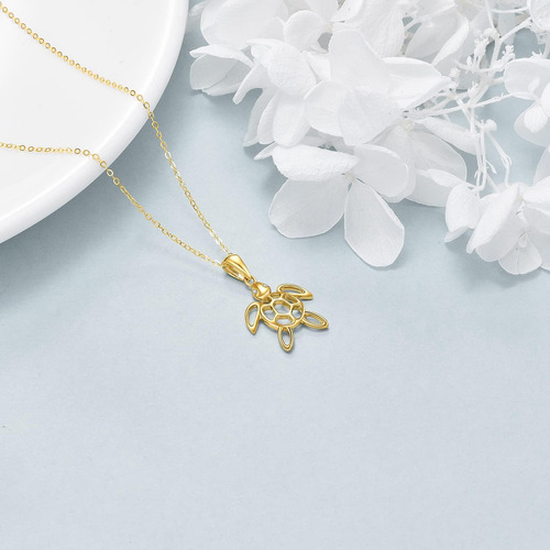 Kecho Collar De Tortuga De Oro De 14 Quilates Para Mujer,