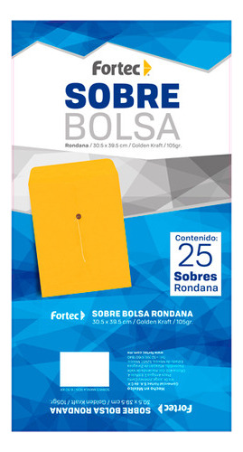 Sobre Bolsa Con Rondana Fortec B-30-kr Legal Kraft 25piezas