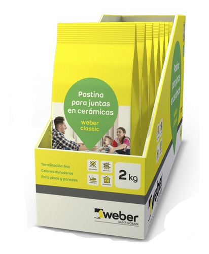 Pastina Weber Classic 2 Kg Antihongo Impermeable Acabad Fino Color Médano