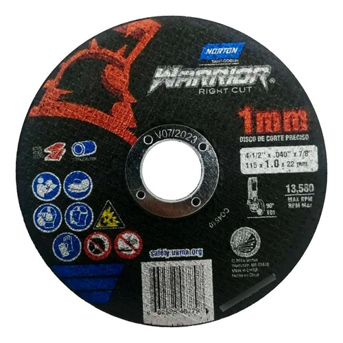 Disco De Corte Para Acero Inoxidable, 4 1/2´´/ 50 Pzs Color Negro