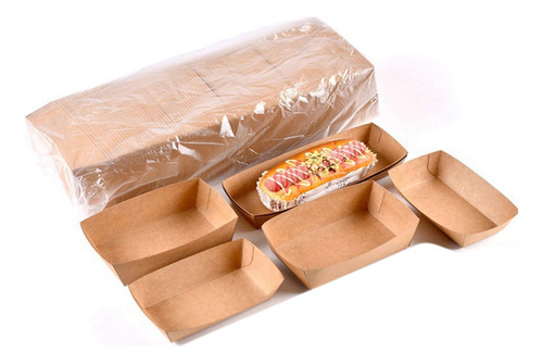 Bandeja Desechable De Papel Kraft Para Servir Comida, 200