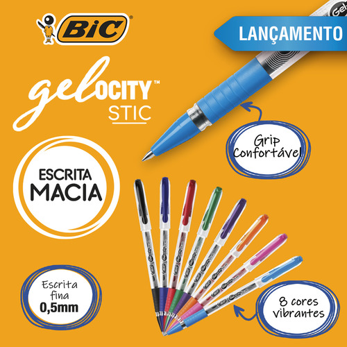Caneta Azul Gel Gelocity Stic Com Ponta Fina 0.5mm
