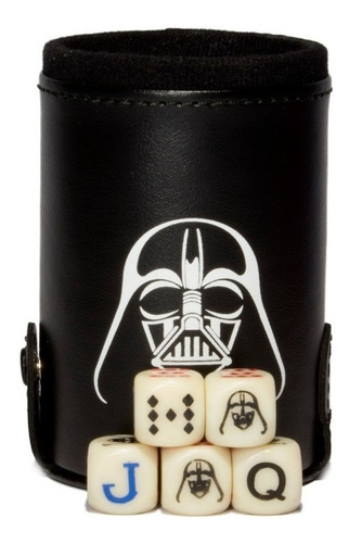 Imagen 1 de 6 de Cubilete Darth Vader Con Portadados. 5 Dados Grabados