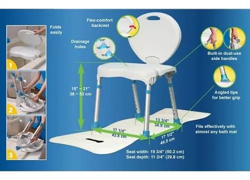 Silla para ducha, ajustable 15''-21