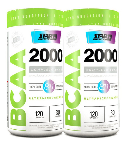 Bcaa 2000 X 120cap Star Nutrition Recuperacion Promo X2