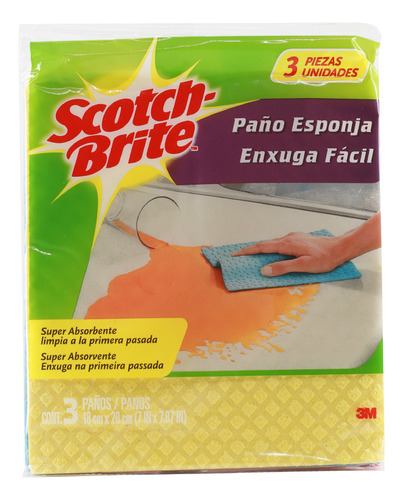 Tela Paño Esponja 3 Pack Multicolor 3m Scotch Brite Multicolor