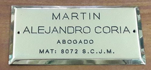 Placa Chapa Profesional Biselada Doctor Abogado Tamaño 10x20