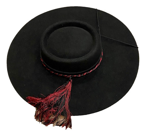 Sombrero Huaso Paño Negro-detall En Seda-corralero Sastrería