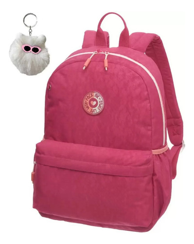 Mochila Pack Me Life Cor Rosa-chiclete Desenho Do Tecido Liso