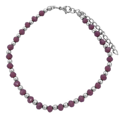 Pulsera Violeta Cuentas Facetadas 4mm Bolitas 20+4cm C:7965