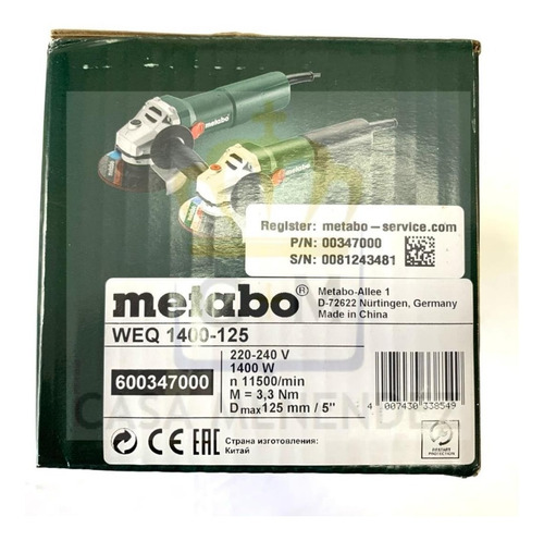 Metabo 600347000 600347000-Miniamoladora WEQ 1400-125 1400W