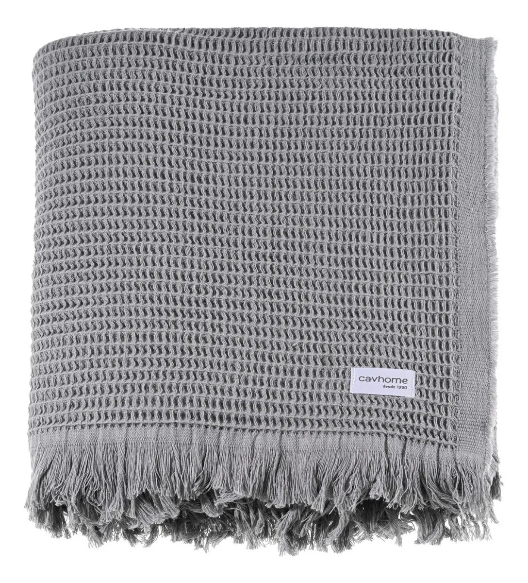 Manta Decorativa Cavhome 100% Algodao Piquet Cor Cinza Desenho Lisa
