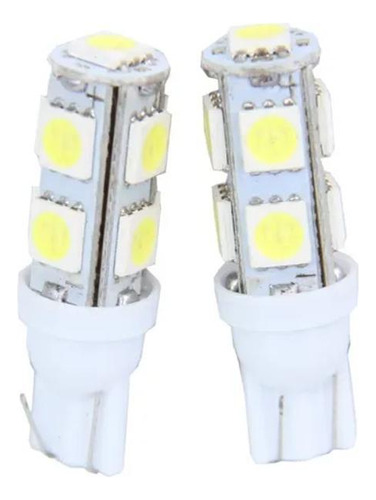 Lampada T10 Led 9 Pontas Superbranca - 24v. 5 Pares Pingão