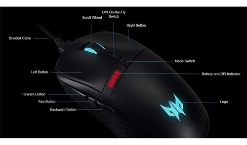 Acer Predator Cestus 350 Hasta 16000 Dpi Iluminación Rgb