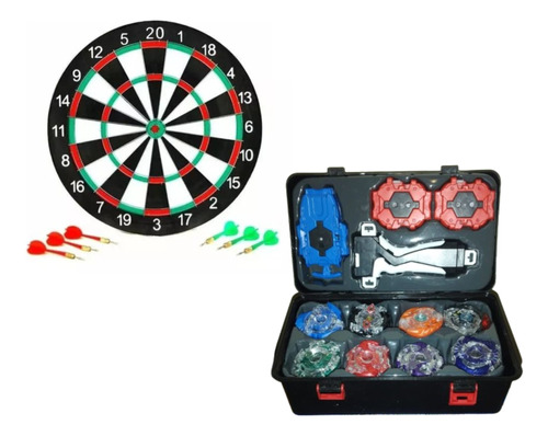 Pack  De 2 Juguetes Maleta Beyblade + Juego De Dardos 17 