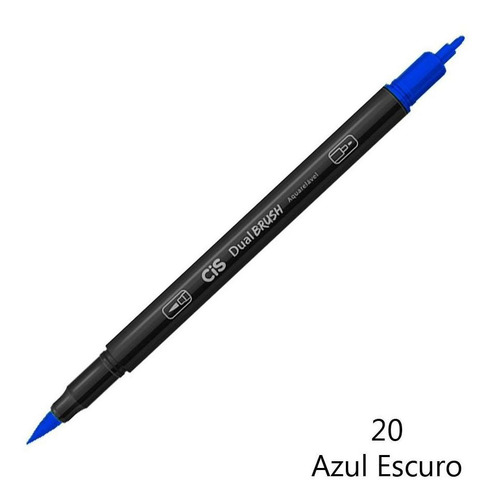 Caneta Cis Aquarelavel Dual Brush Azul Escuro 20