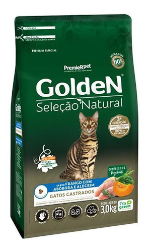 Golden Gatos Seleção Natural Castrados Frango Abóbora 3kg