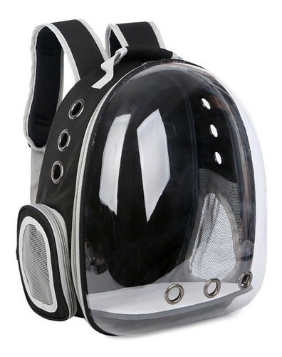 Mochila Bolsa Pet Visão Panorâmica Astronauta Cachorro Gato Cor Preto