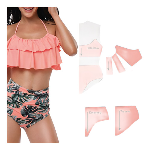 Moldearte Moldería Digital - Bikini Con Volado A4 - 6 Talles