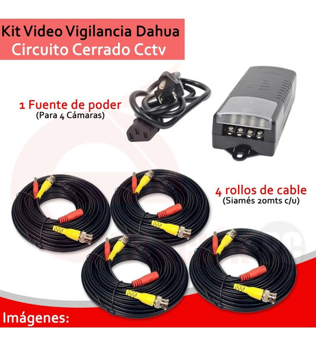 Imagen 6 de 7 de Kit Circuito Cerrado Cctv 4cam 2mp + 500gb Dahua Xvr1b04kit