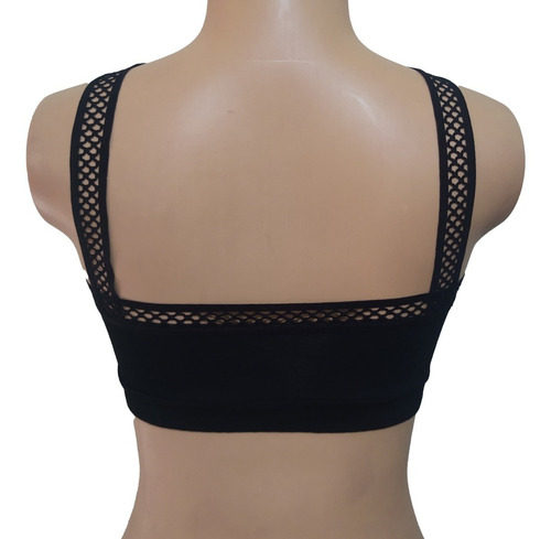 Sujetador Bralette Crop Top Con Pad Acolchado Negro R598