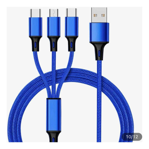 Cable De Carga  3 En 1 Azul