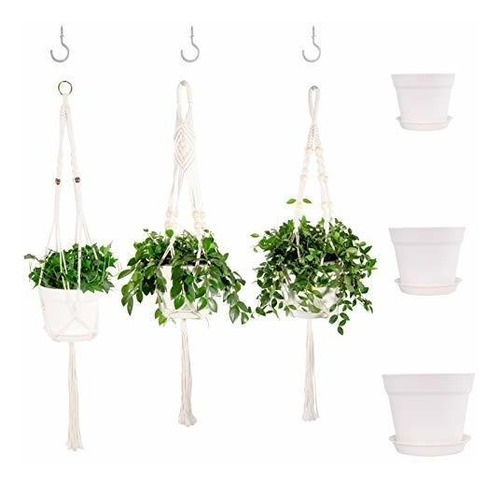 Colgadores Para Plantas De Interior, Colgador De Macramé Par