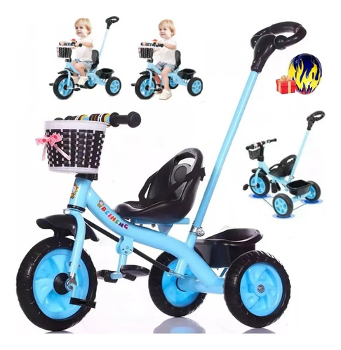 Triciclos Para Niños Con Cajuela Y Barra Ajustable 2 En 1