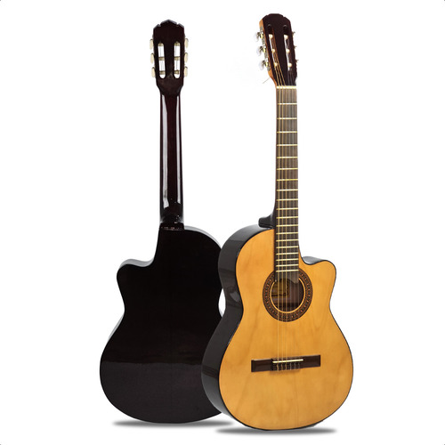 Guitarra Electrocriolla Con Corte Negro Tensor Manual Pua Gp