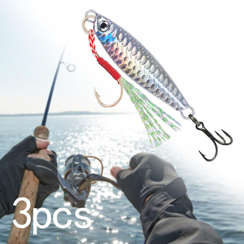 - 3x Señuelos De Pesca Cebos De Pesca Equipo De Pesca Plata