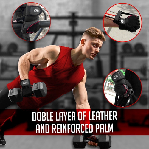 Imagen 5 de 10 de Guantes Para Gimnasio De Cuero Ideal Para Pesas Crossfit Gym