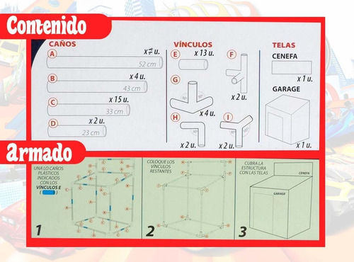 Imagen 7 de 10 de Carpa Casa Juego Nene Auto Garage Hot Wheels Mecanico Niño