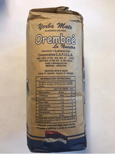 Yerba Mate Orembaé 1 Kg. Estacionamiento Natural