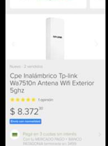 Cpe Inalámbrico Tp-link Wa7510n Antena Wifi Exterior 5ghz