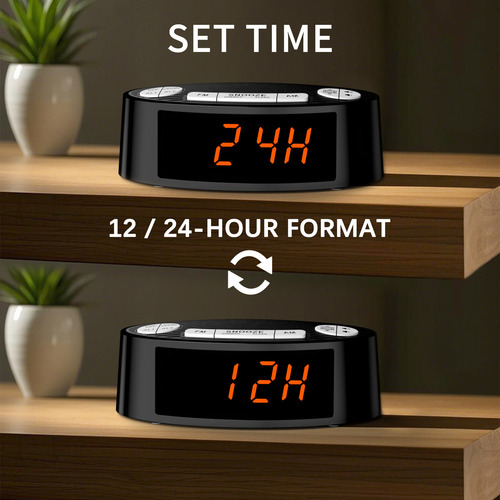 Radio Reloj Despertador Fm/am Rojo Digital Led Pantalla Grande Bocina Buró Escritorio