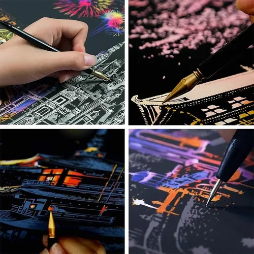 Scratch Art Paper Painting Set With Tools, Scratch Off