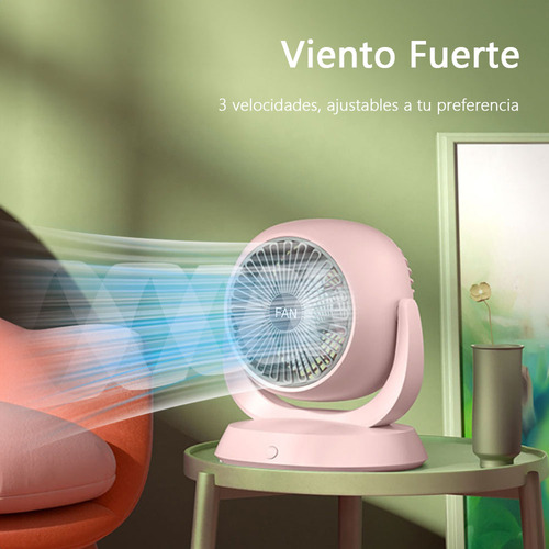 Ventilador Portátil De Piso Cm-top 3 Velocidades Usb Recargable Color Rosa