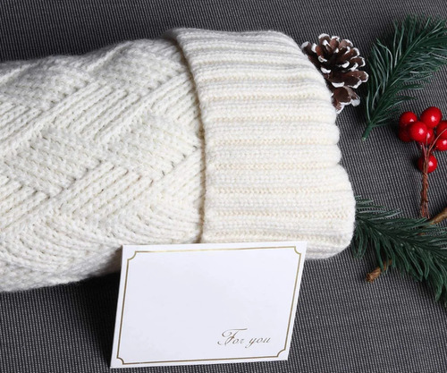 Kit De Calcetines Navideños De Tejido Trenzado, Color Liso,