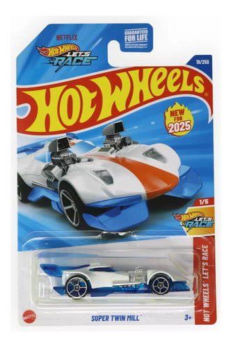 Auto Hot Wheels Super Twin Mill Let's Race 2025 Blanco